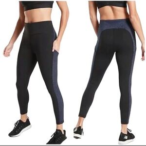 Athleta Ultimate Stash Pocket Colorblock Laser Cut 7/8 Leggings Size Medium